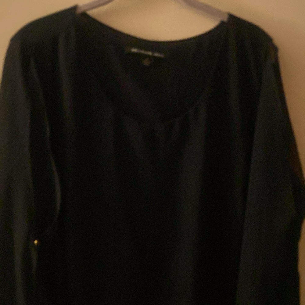 Zac& Rachel Woman size 1x twoply black sheer over blk w sheer peekaboo sleeves.